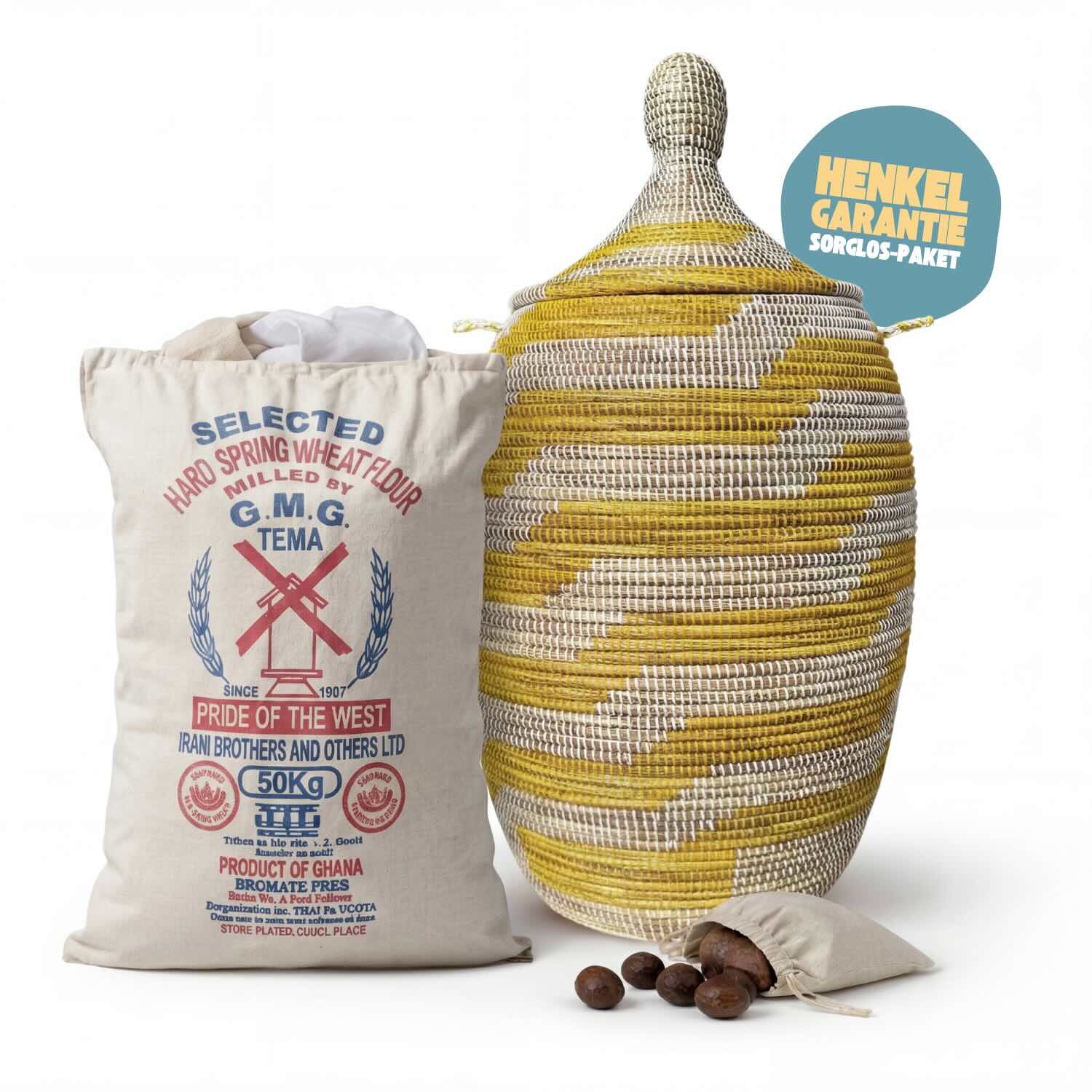 Wäschekorb Senegal XXL - Zick Zack - Gelb