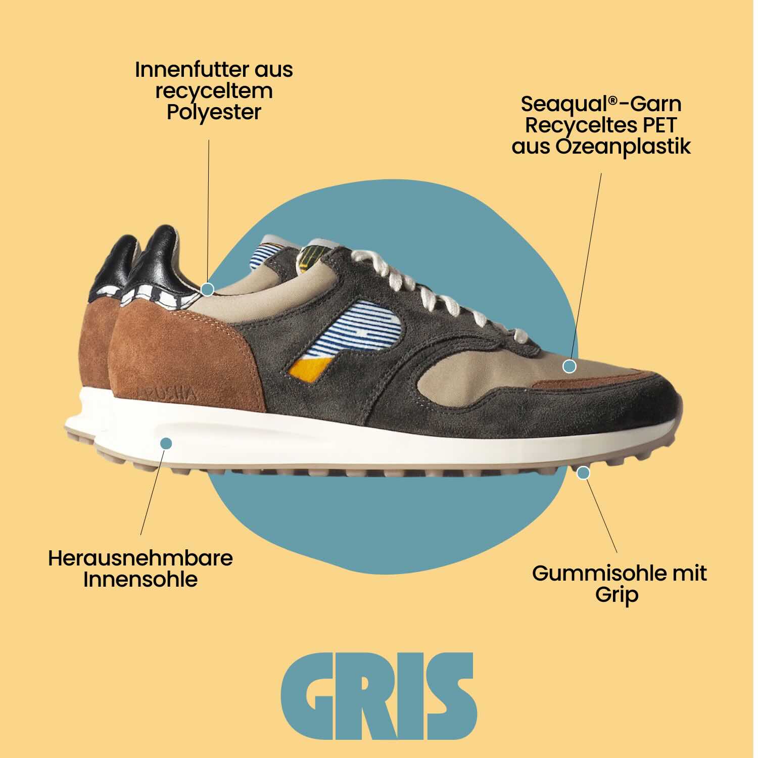 African Fair Trade Sneaker - Arusha Gris