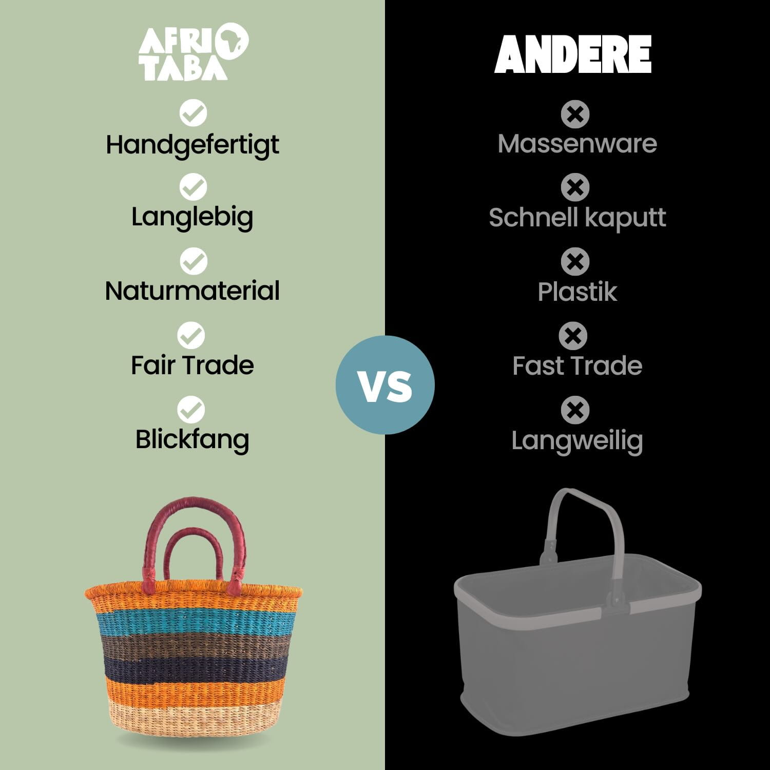 Bolga Korb - Cape Coast - Viele Farben - Oval