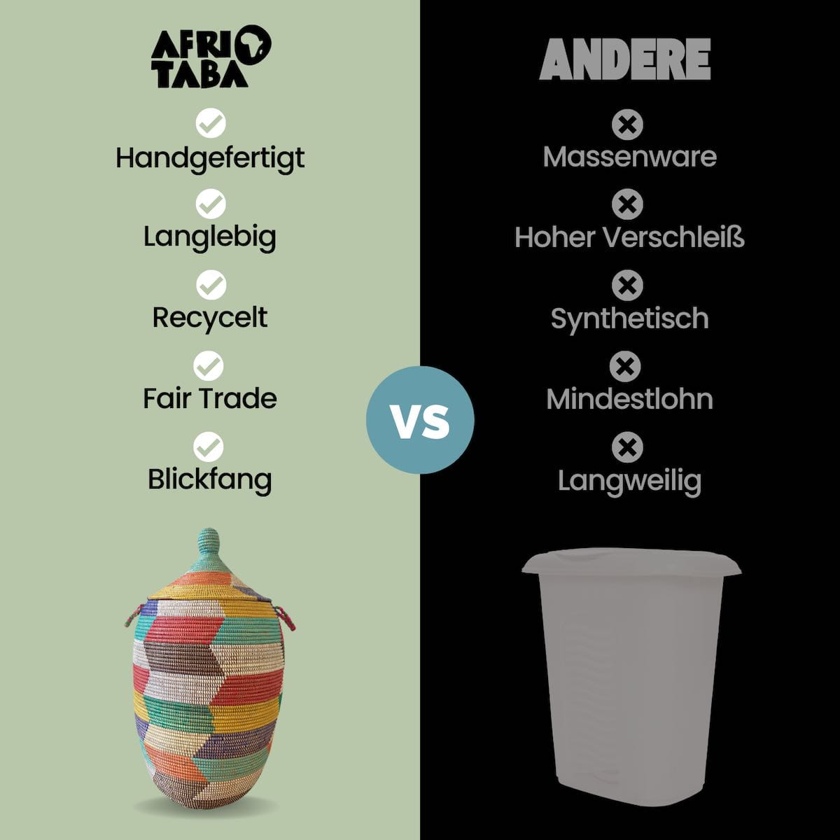 Afrikanischer Waeschekorb Zick Zack Bunt XXL vs Andere Hersteller Afrikanischer Waeschekorb Zick Zack Bunt XXL vs Andere Hersteller