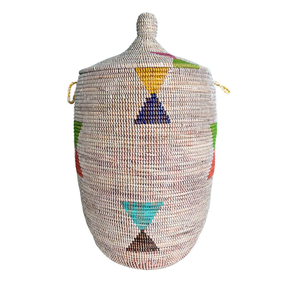 Wäschekorb Senegal S-XXL - Triangles - Weiss