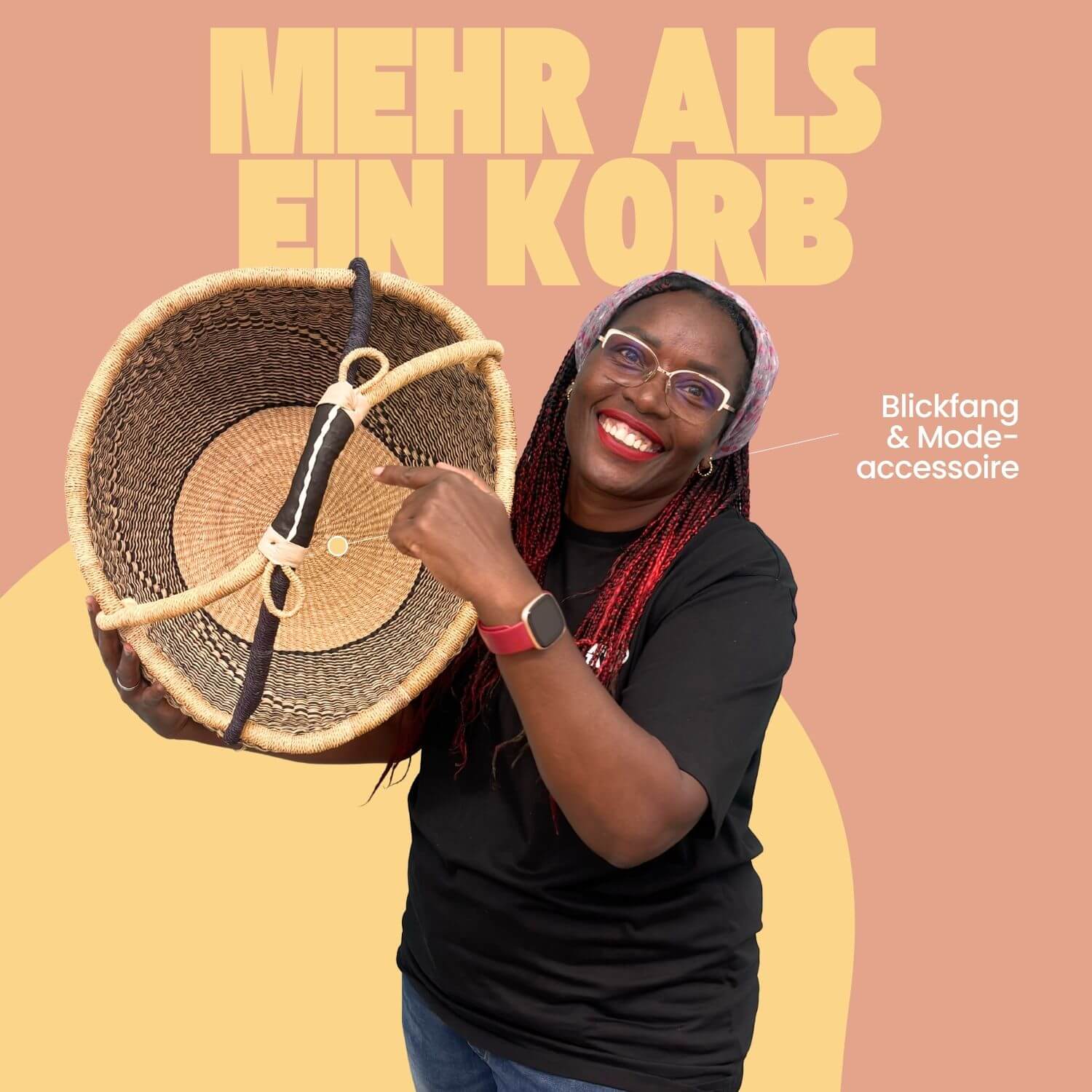 Bolga Korb - Mandela - Rund