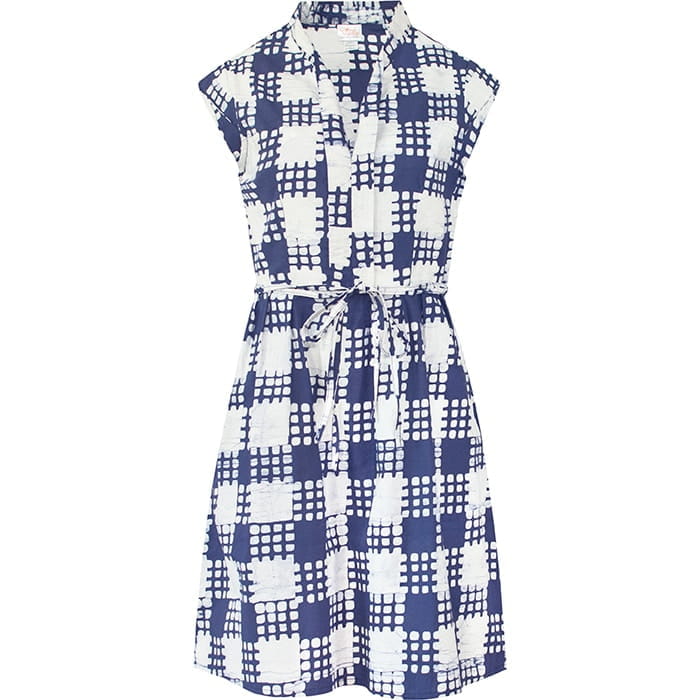 Retro Dress - Gingham Navy - Blau