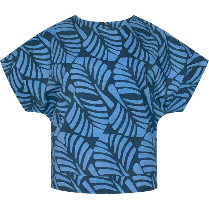 Crew Bluse - Deco Leaf Spruce - Blau