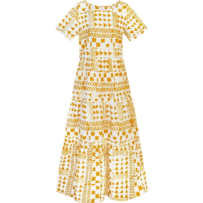 Tiered Dress Kleid Adobe Gold Gelb Global Mamas Bio Baumwolle Sommerkleid Tiered Dress Kleid Adobe Gold Gelb Global Mamas Bio Baumwolle Sommerkleid