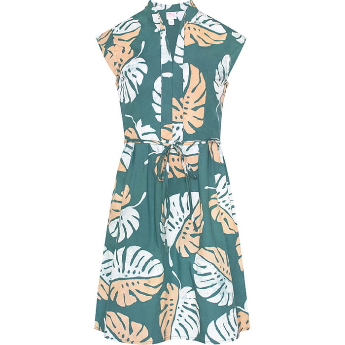 Retro Dress - Monstera Teal - Blaugrün Retro Dress - Monstera Teal - Blaugrün