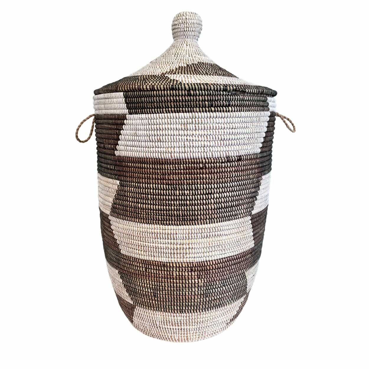 Wäschekorb Senegal S-XXL - Zick Zack - Braun/Weiß