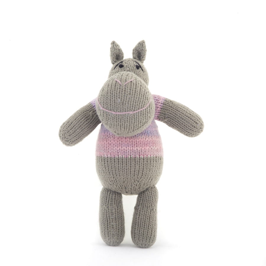 Nilpferd Kuscheltier Hippo Stofftier Stricktier Strickpuppe Gogo Olive