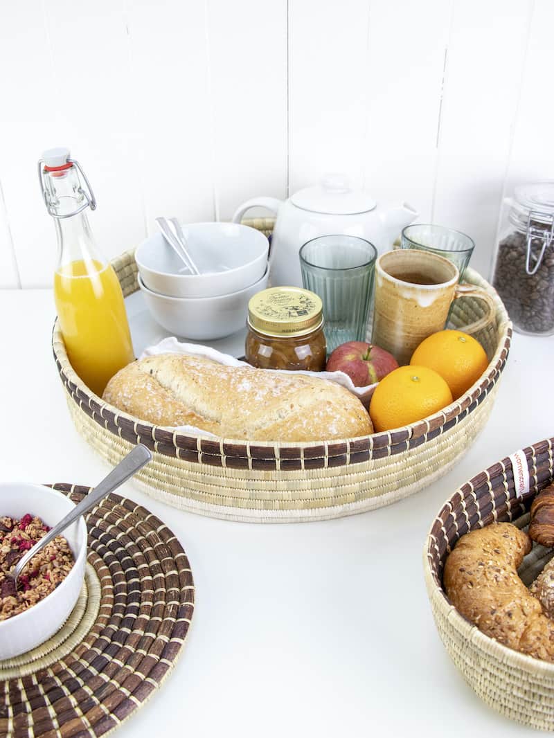 rundes Tablett geflochten Natur Braun Womencraft rundes Tablett geflochten Natur Braun Womencraft