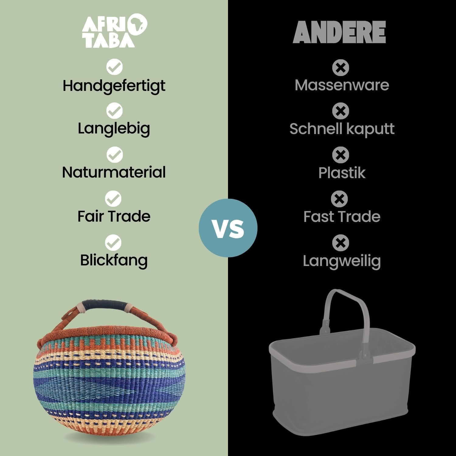Bolga Korb - Accra - Viele Farben - Rund