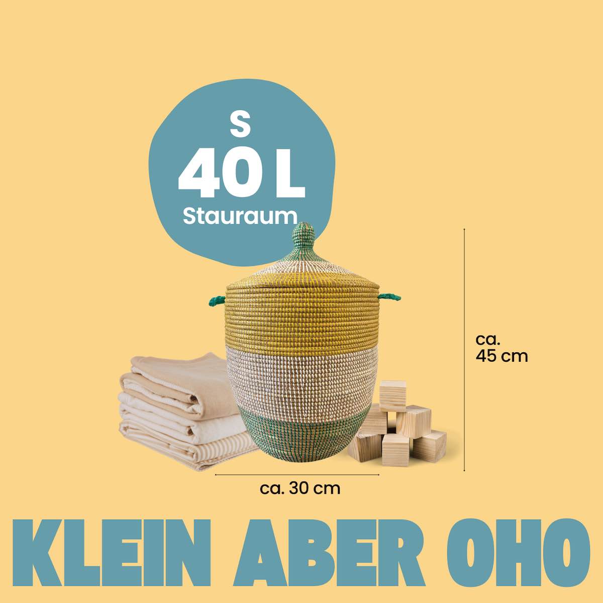 Wäschekorb Senegal S - Bold Stripes - Grün/Gelb Wäschekorb Senegal S - Bold Stripes - Grün/Gelb