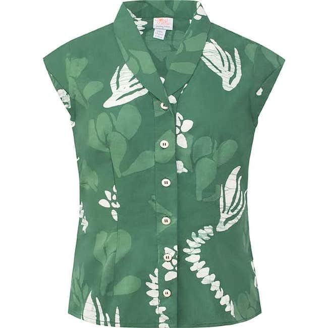 Retro Bluse - Botany Olive - Grün Retro Bluse - Botany Olive - Grün