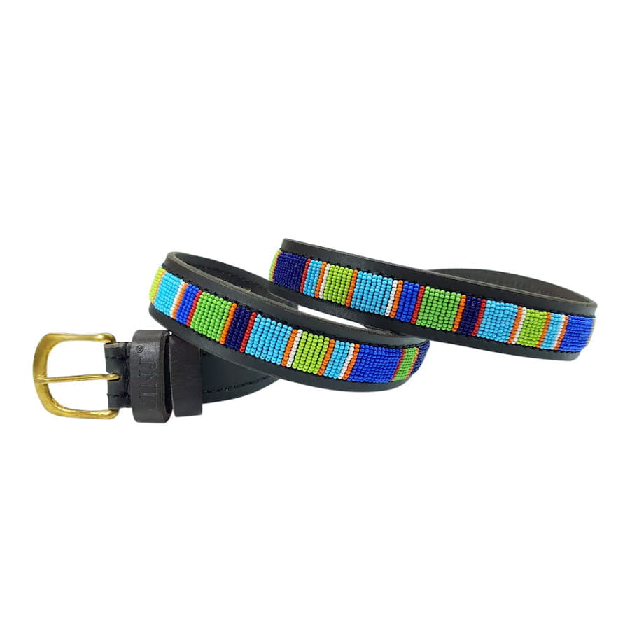 Massai Gürtel Ledergürtel Kenia Perlengürtel Beaded Leather Belt Reef Zinj Design