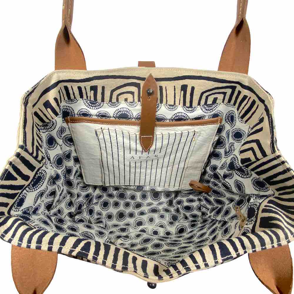 African Tote Bags - Safari - Tukul Navy African Tote Bags - Safari - Tukul Navy