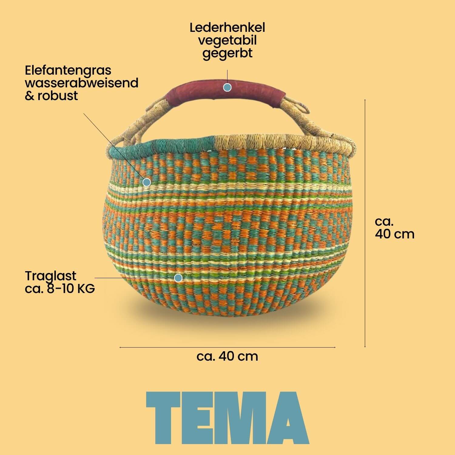 Bolga Korb - Tema - Rund