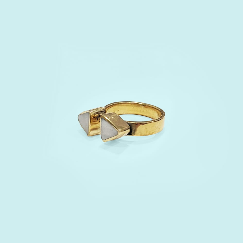 Messing Fingerring - Triangle Inlay Messing Fingerring - Triangle Inlay