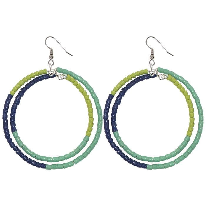 Hoop Ohrringe blau grün groß xxl bunt rund 6cm Hoop Ohrringe blau grün groß xxl bunt rund 6cm