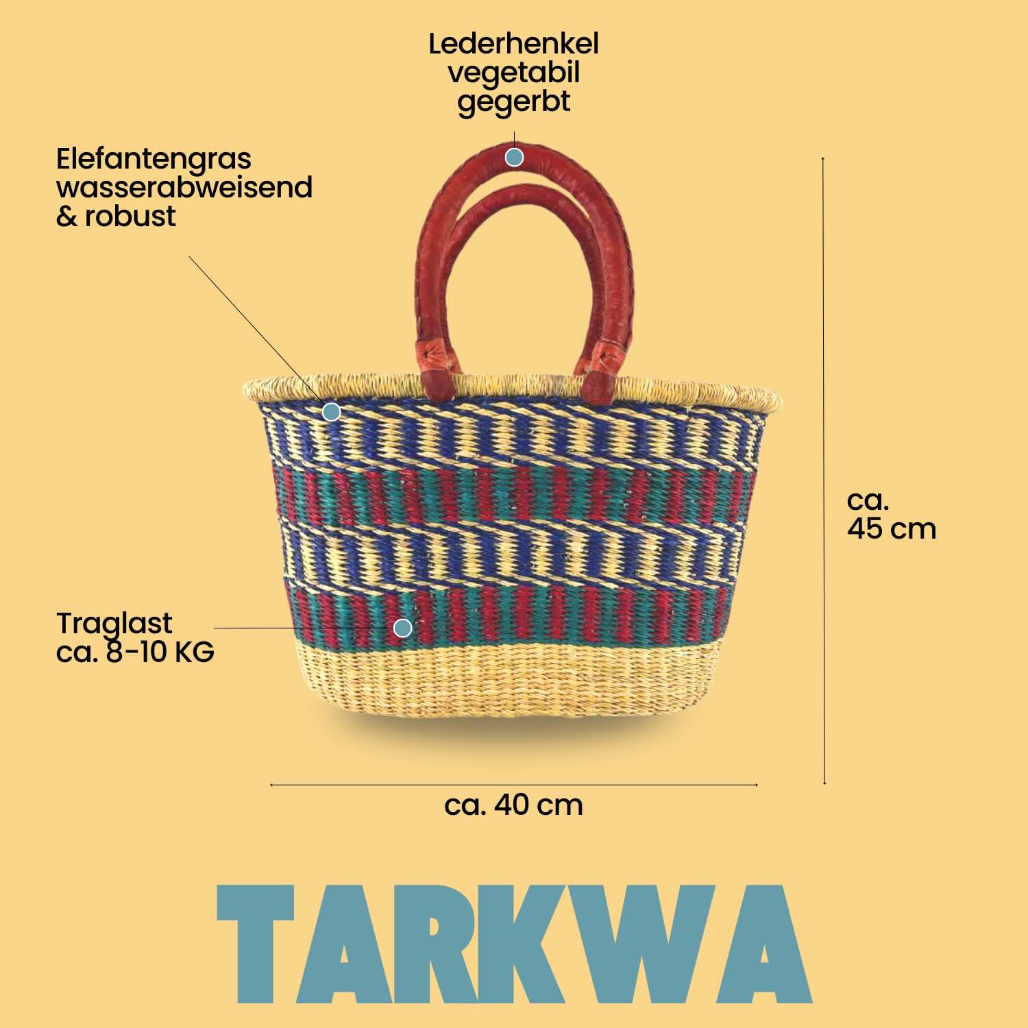 Bolga Korb - Cape Coast - Viele Farben - Oval