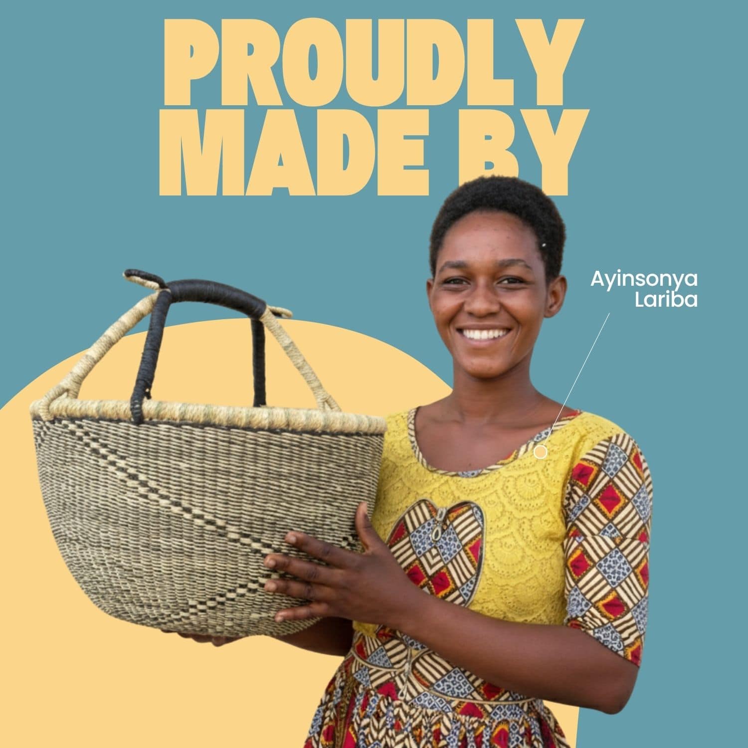 Bolga Korb - Mandela - Rund