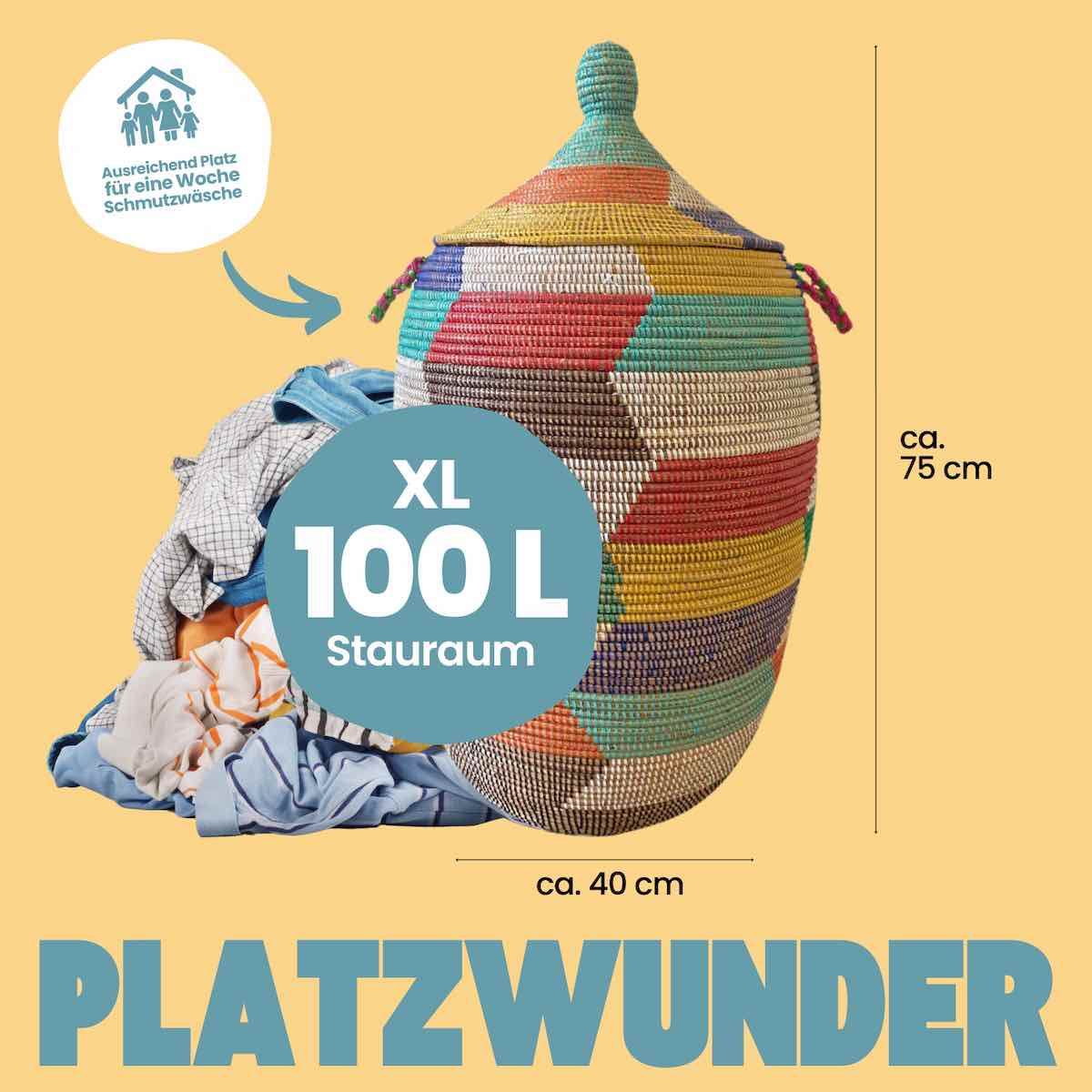 Waeschekorb aus dem Senegal XL Platzwunder im Fairtrade Afrika Shop Waeschekorb aus dem Senegal XL Platzwunder im Fairtrade Afrika Shop