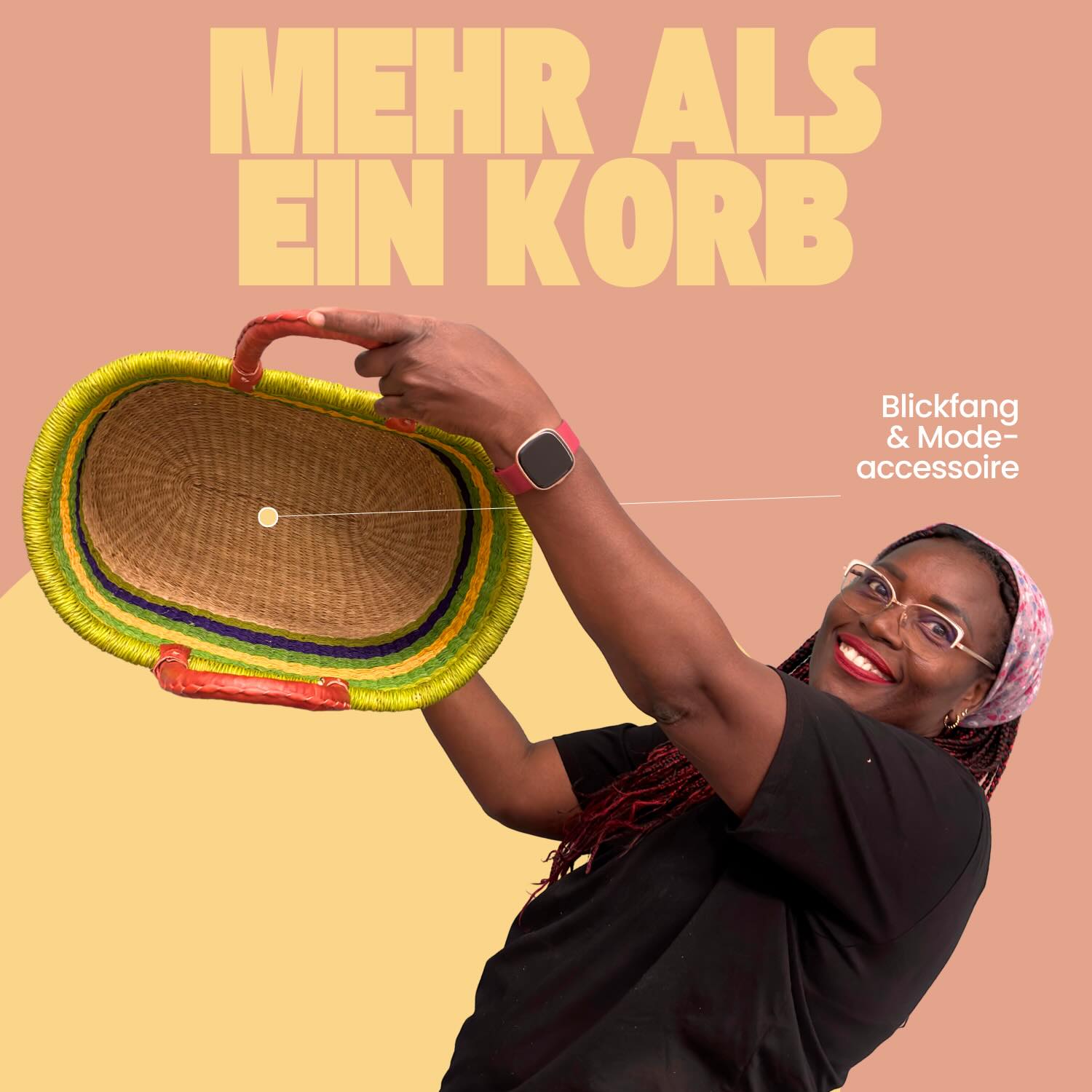 Bolga Korb - Cape Coast - Viele Farben - Oval