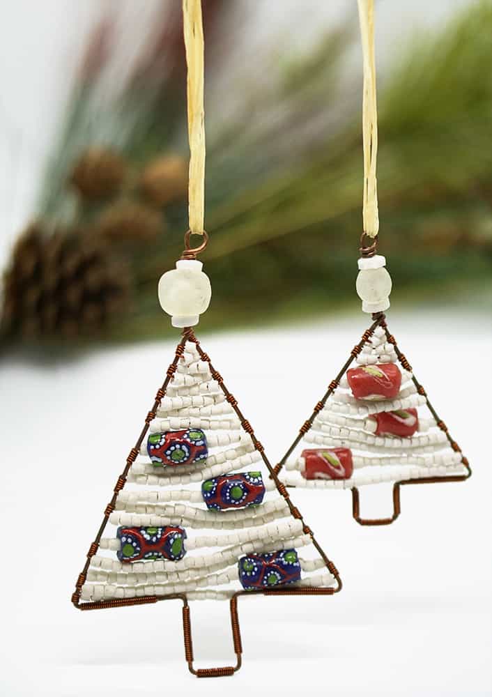 Perlenanhänger Baum - Weiß Klein - Upcycling Perlenanhänger Baum - Weiß Klein - Upcycling