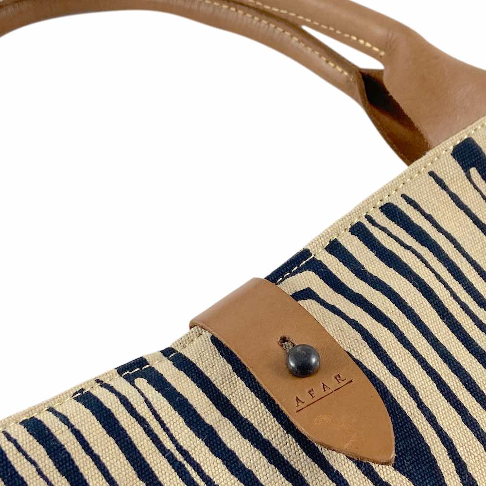 African Tote Bags - Safari - Tukul Navy African Tote Bags - Safari - Tukul Navy