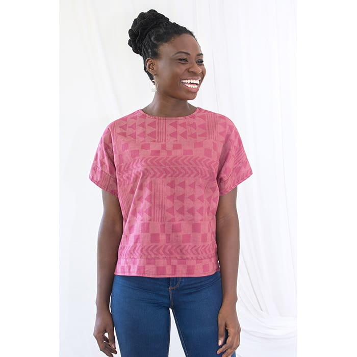 Bio Bluse Sommerbluse Rot Rose Ethno Afrika Global Mamas Bio Bluse Sommerbluse Rot Rose Ethno Afrika Global Mamas