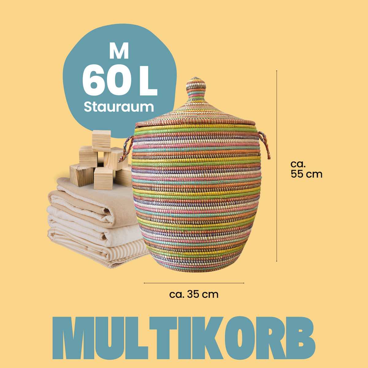 Fair Trade Multikorb Stripes M Bunt