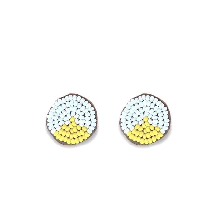 Ohrstecker mit Perlen rund weiß gelb Perlenohrstecker kleine Perlen Swahili Coast Ohrstecker mit Perlen rund weiß gelb Perlenohrstecker kleine Perlen Swahili Coast