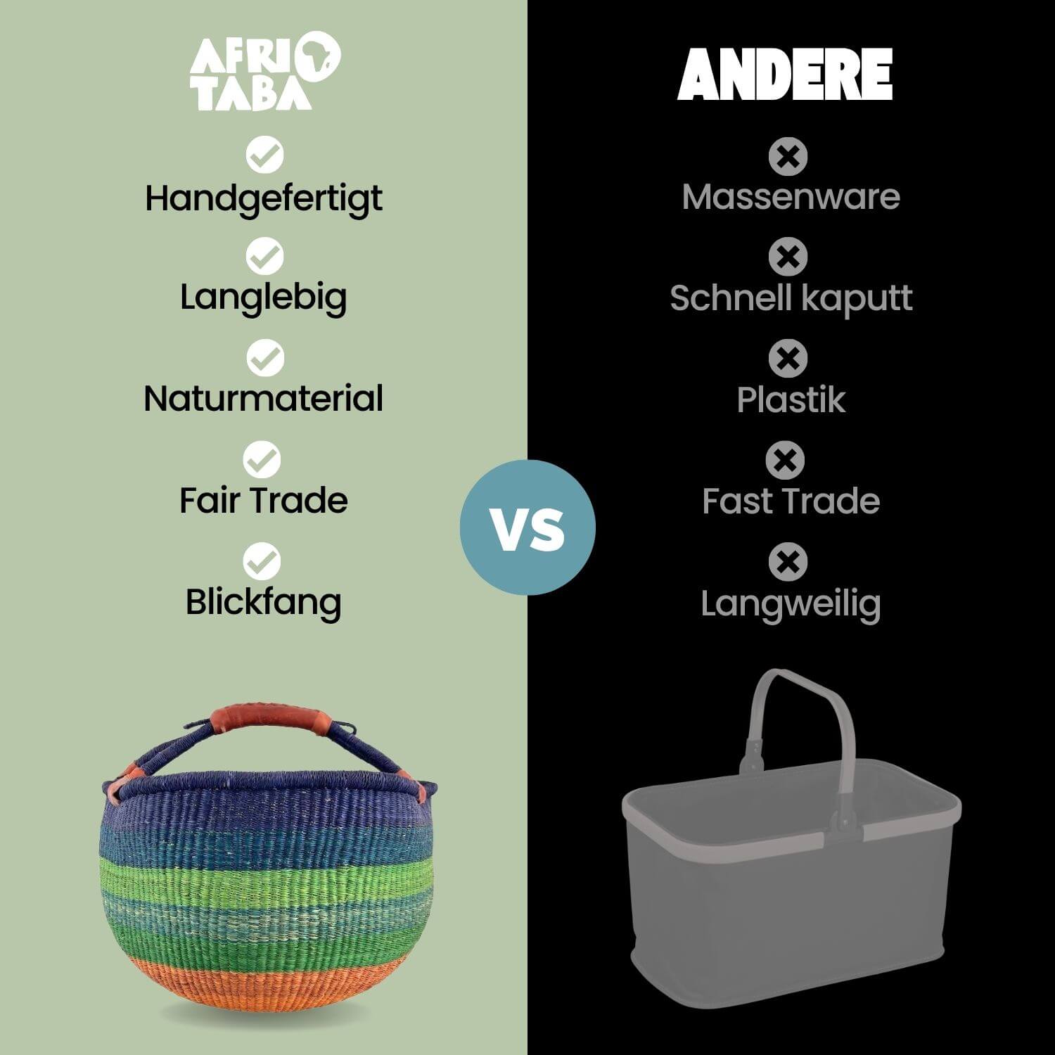 Bolga Korb - Accra - Viele Farben - Rund