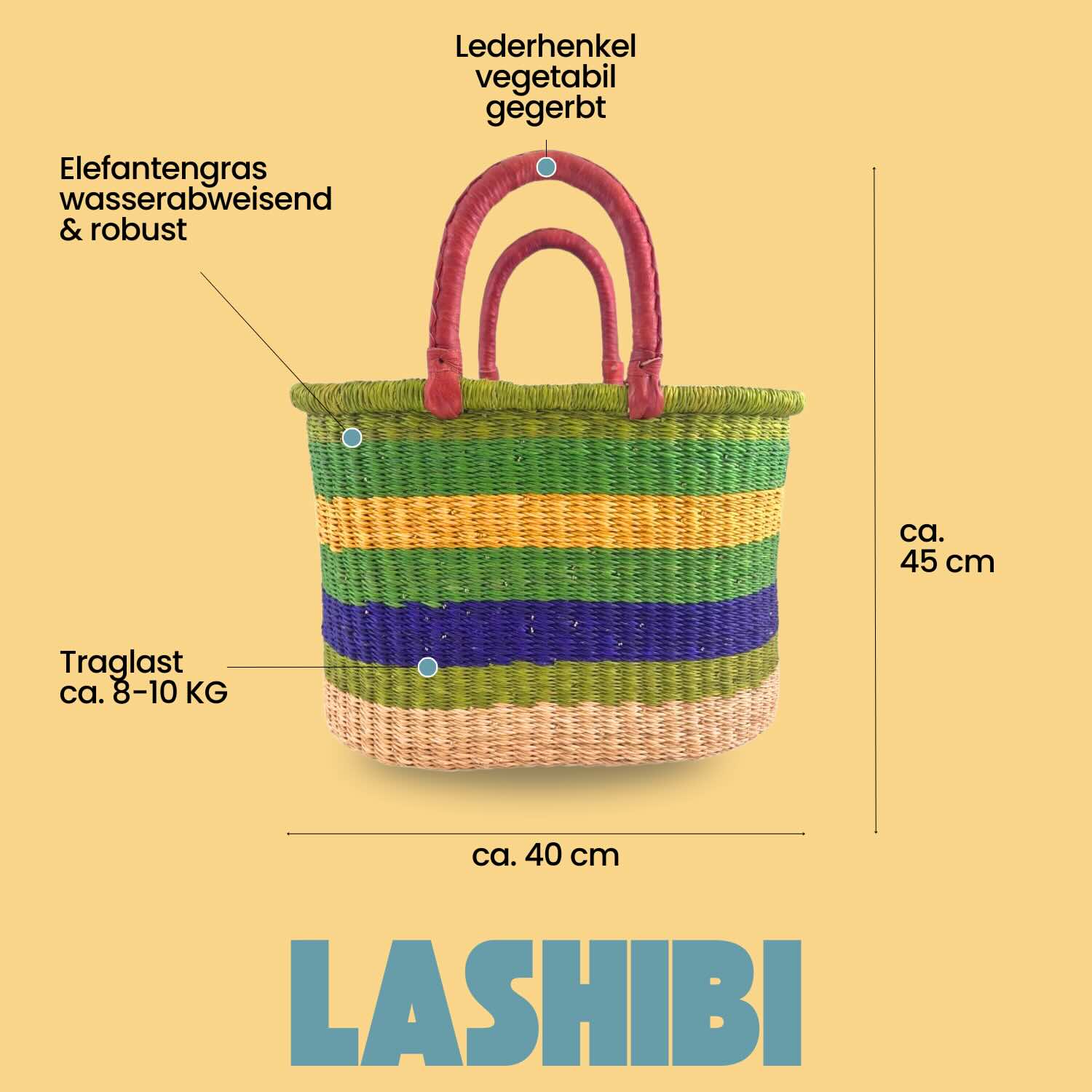 Bolga Korb - Cape Coast - Viele Farben - Oval