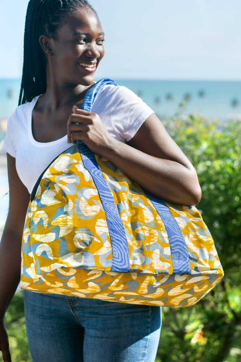 Yoga Tasche Bio Baumwolle Ethno Gelb Blau Yoga Tasche Bio Baumwolle Ethno Gelb Blau