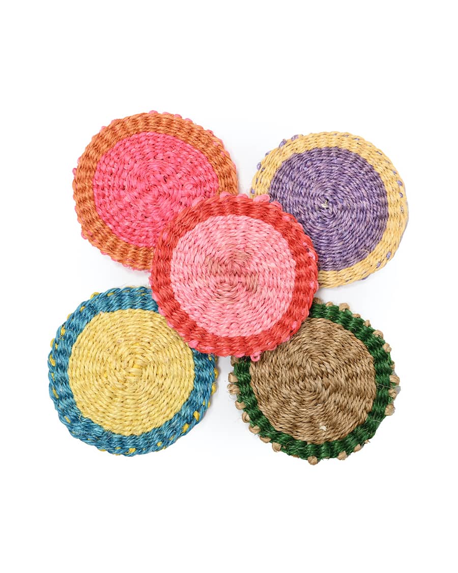 Untersetzer aus Gras Sisal Hanf rund geflochten Glasuntersetzer Pink Gruen Blau Gelb Natur Untersetzer aus Gras Sisal Hanf rund geflochten Glasuntersetzer Pink Gruen Blau Gelb Natur