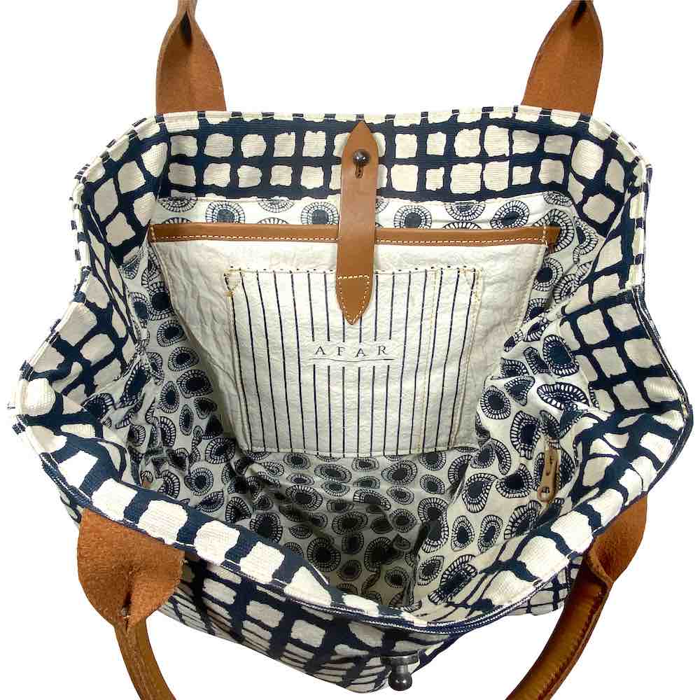 African Tote Bags - Safari - Windows Navy