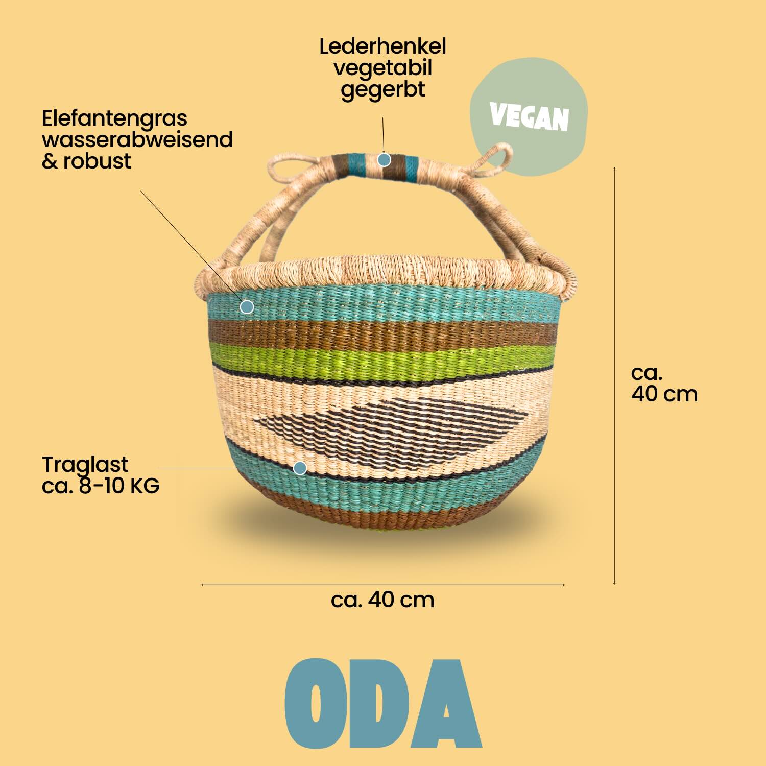 Bolga Korb Vegan - Oda - Rund