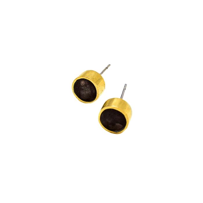 Messing Horn Ohrstecker Gold Schwarz Swahili Coast