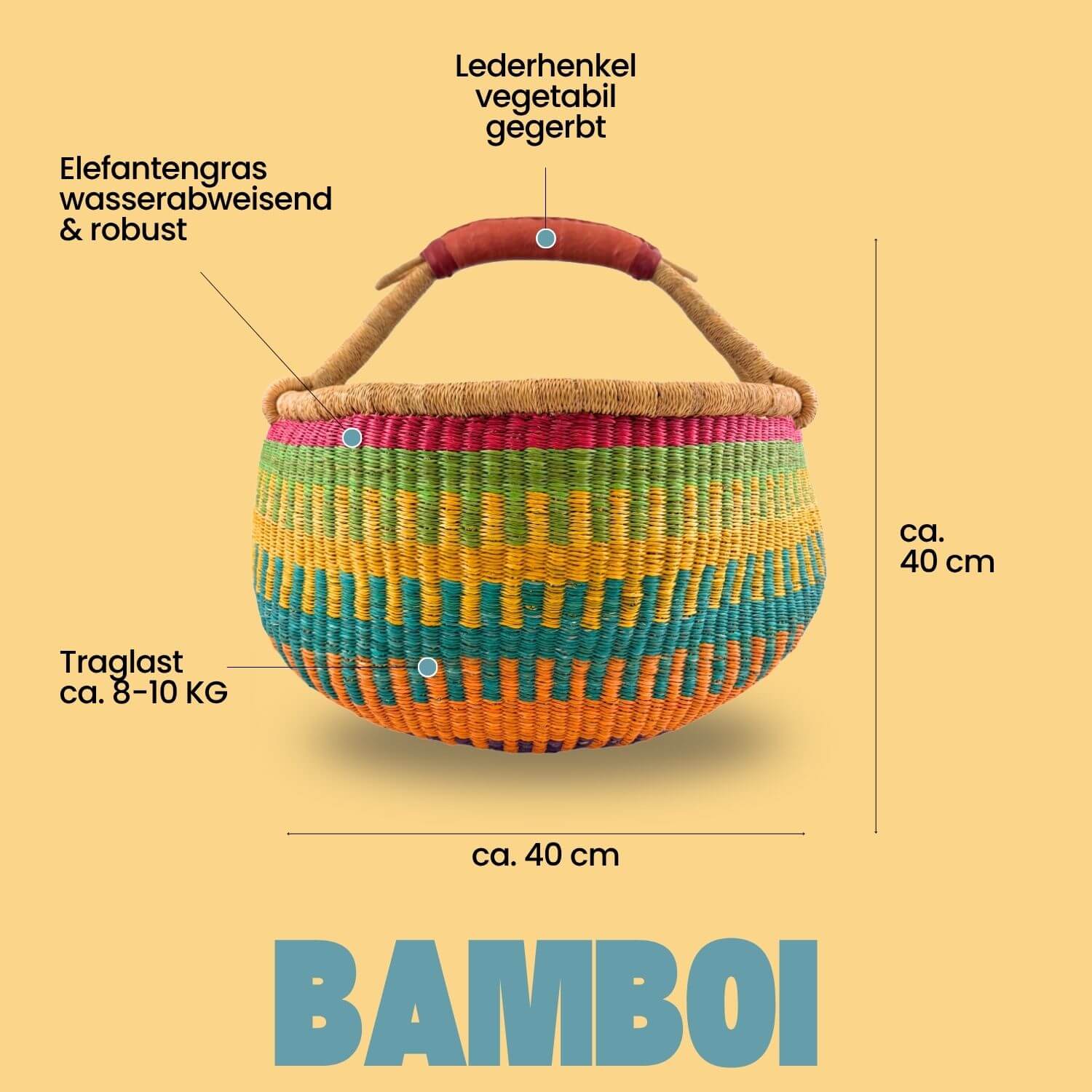 Bolga Korb - Bamboi - Rund