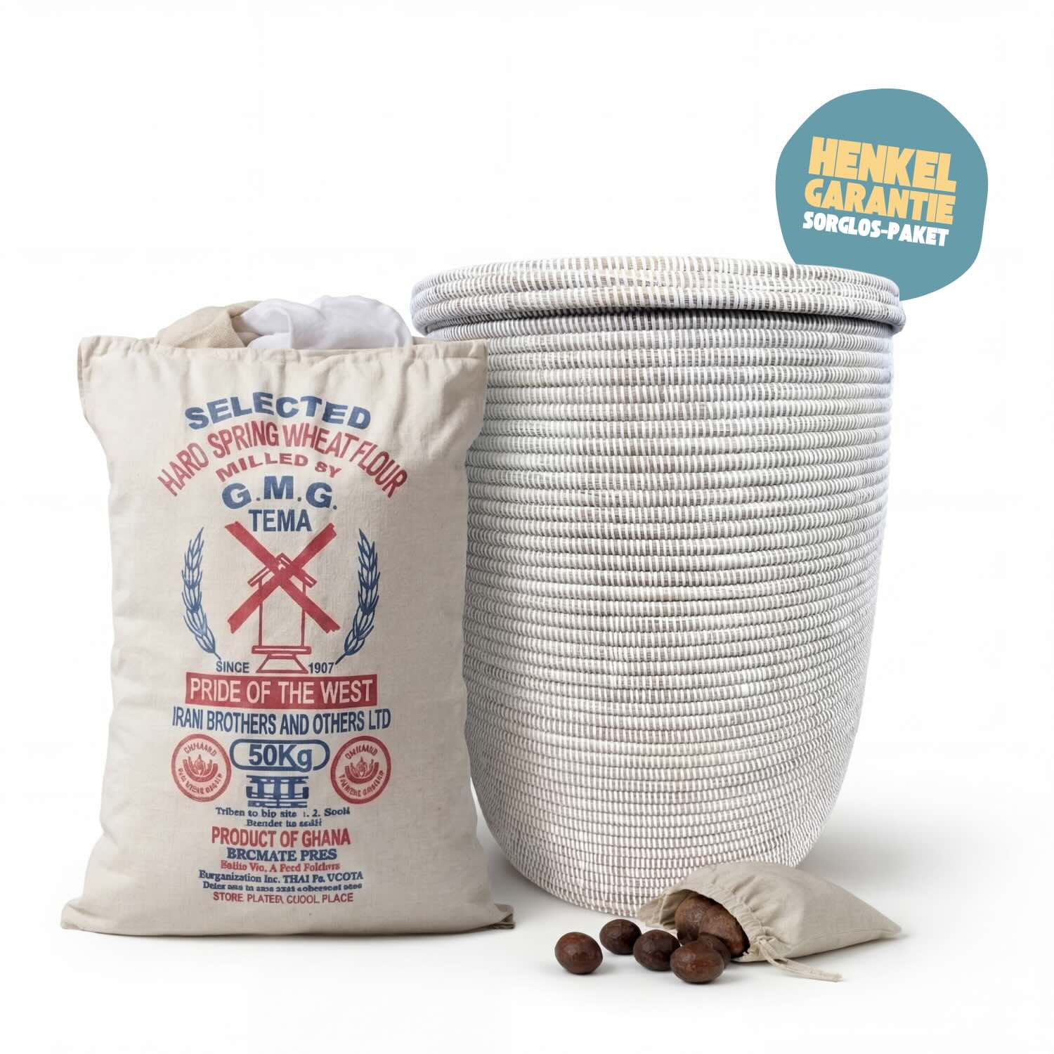 Wäschekorb Flachdeckel XXL - Stripes - Weiß