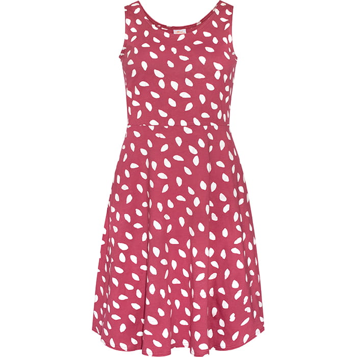 Fit & Flare Jersey Dress - Leaf Dots - Rosewood