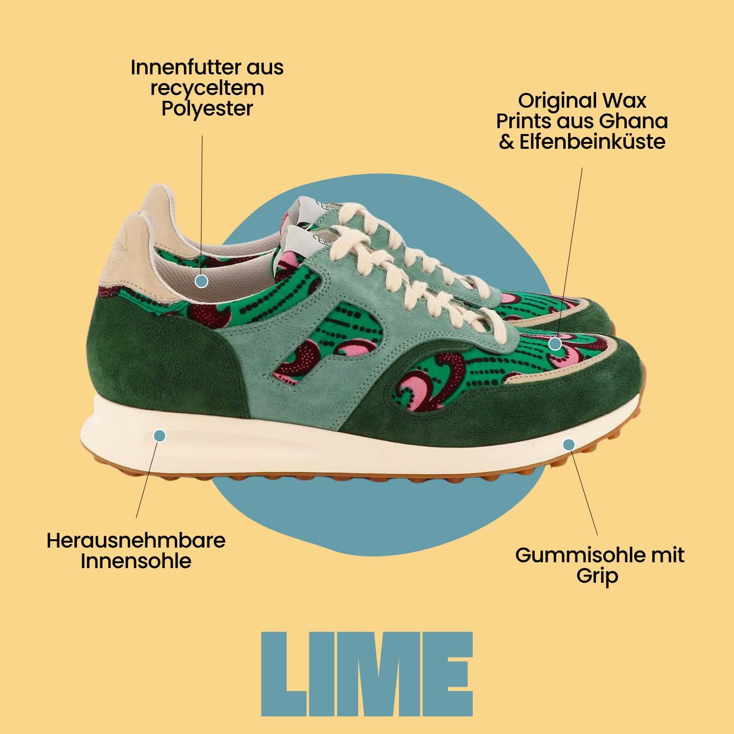 African Fair Trade Sneaker - Arusha Lime