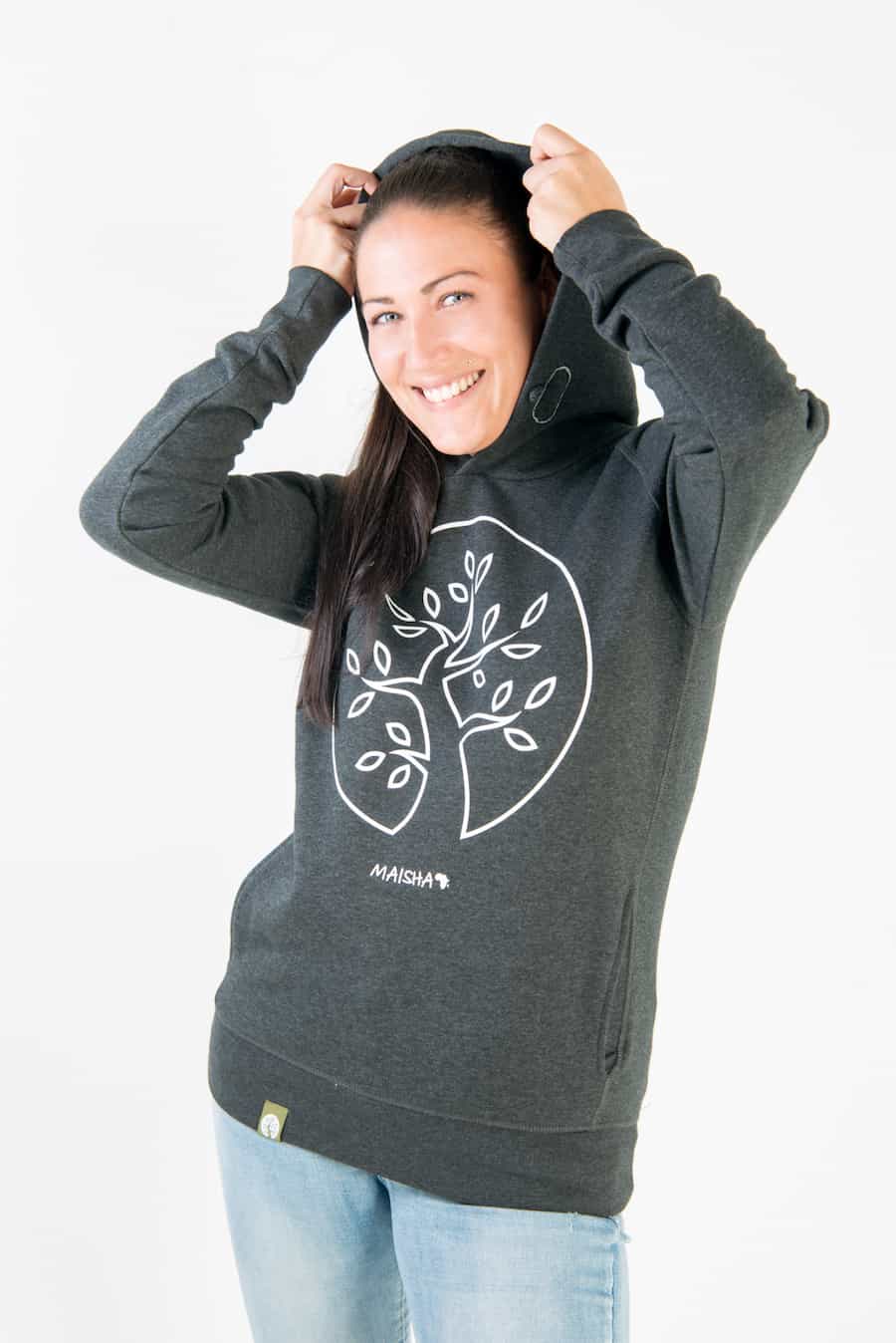 Maisha Tree - Unisex - Grau - Organic Hoodie