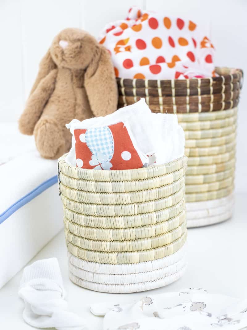 Upcycling Korb Womencraft braun natur weiß rund geflochten Upcycling Korb Womencraft braun natur weiß rund geflochten