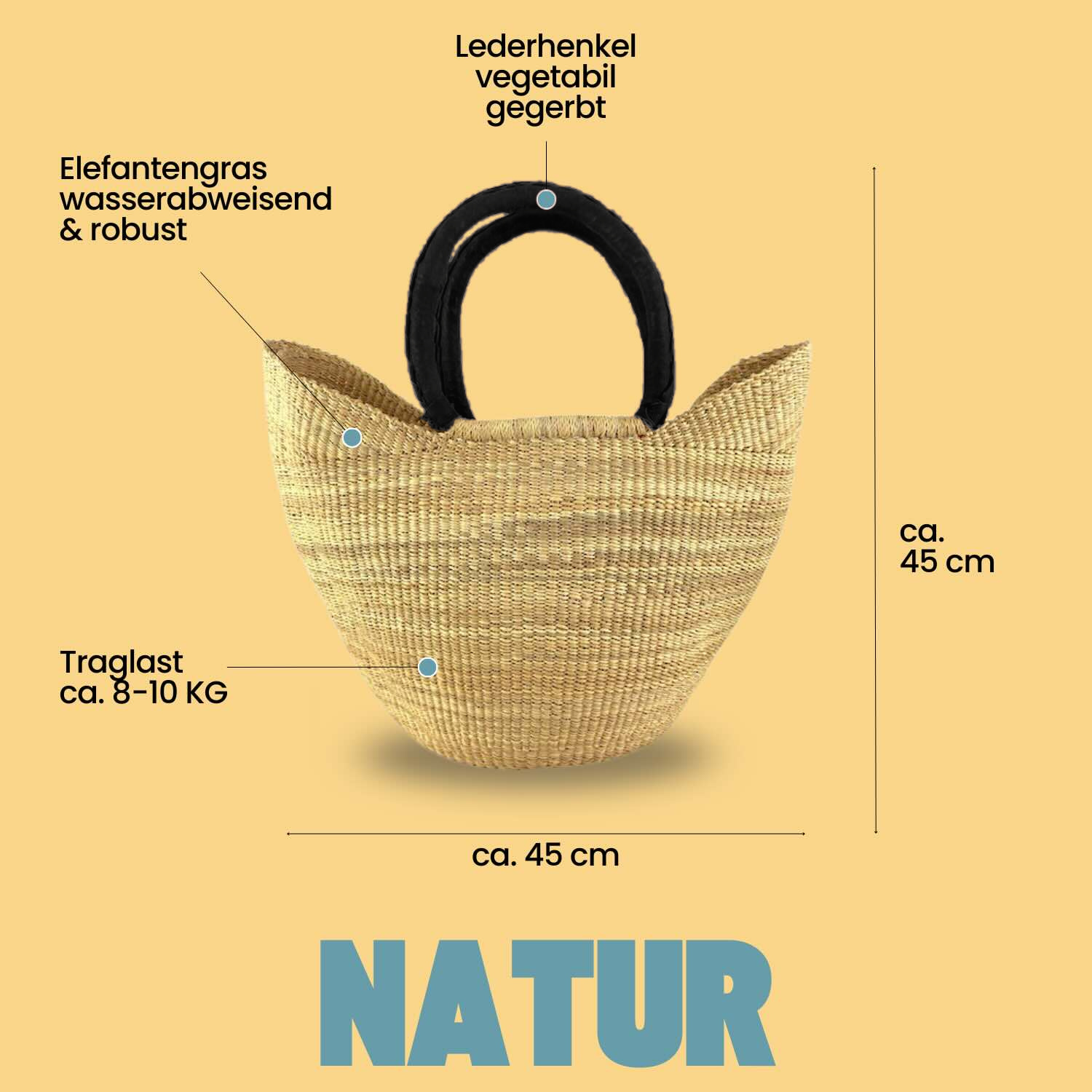 Bolga Bag - Salaga Natural - U-Form - Ghana - Fair Trade