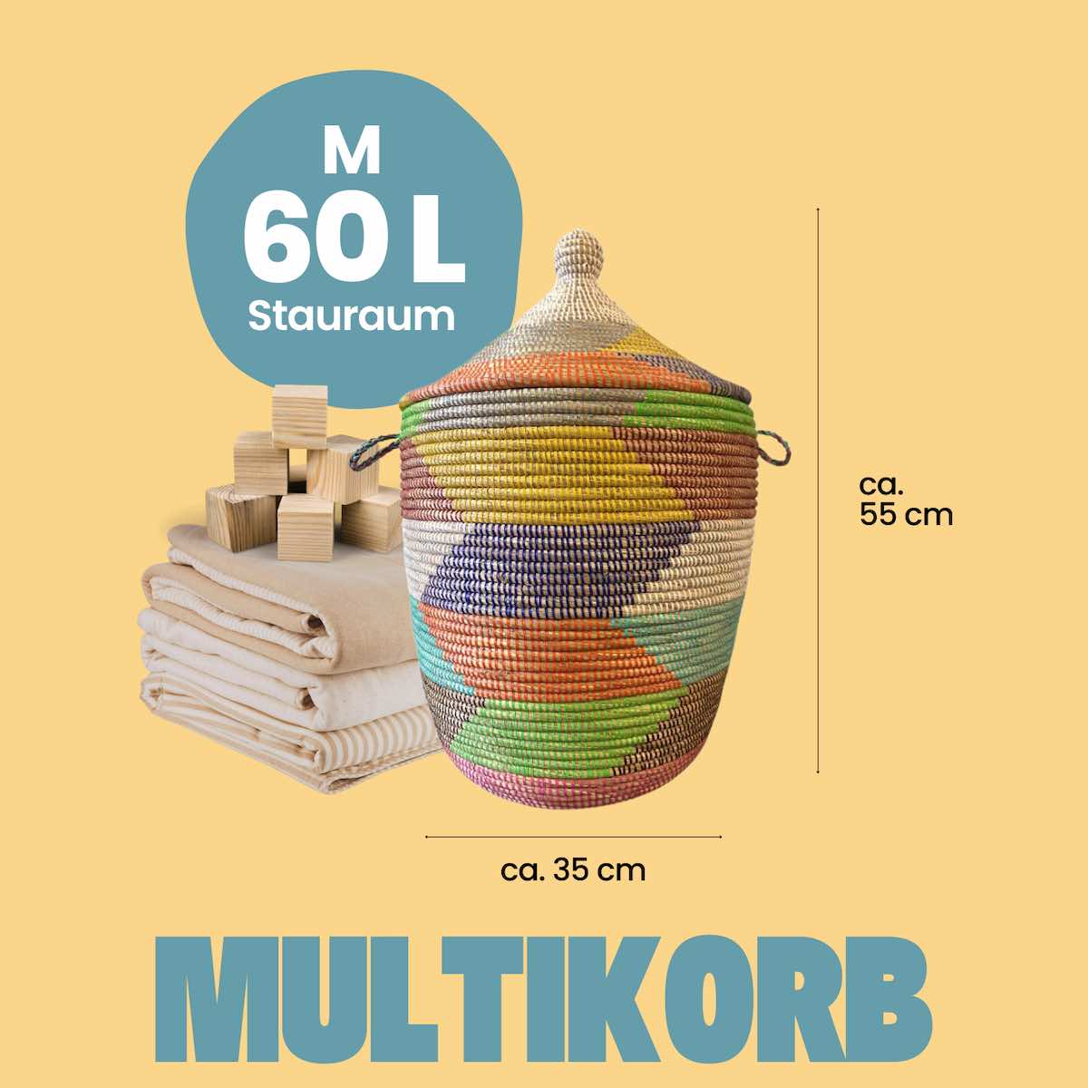 Fair Trade Multikorb Zick Zack M Bunt