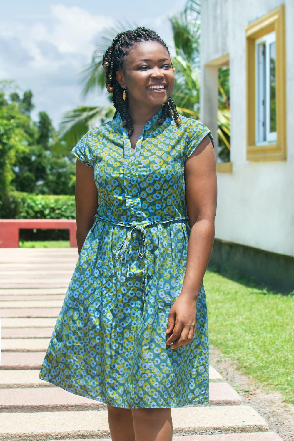 Afrikanisches Kleid Retro Rings Grün von Global Mamas Afrikanisches Kleid Retro Rings Grün von Global Mamas