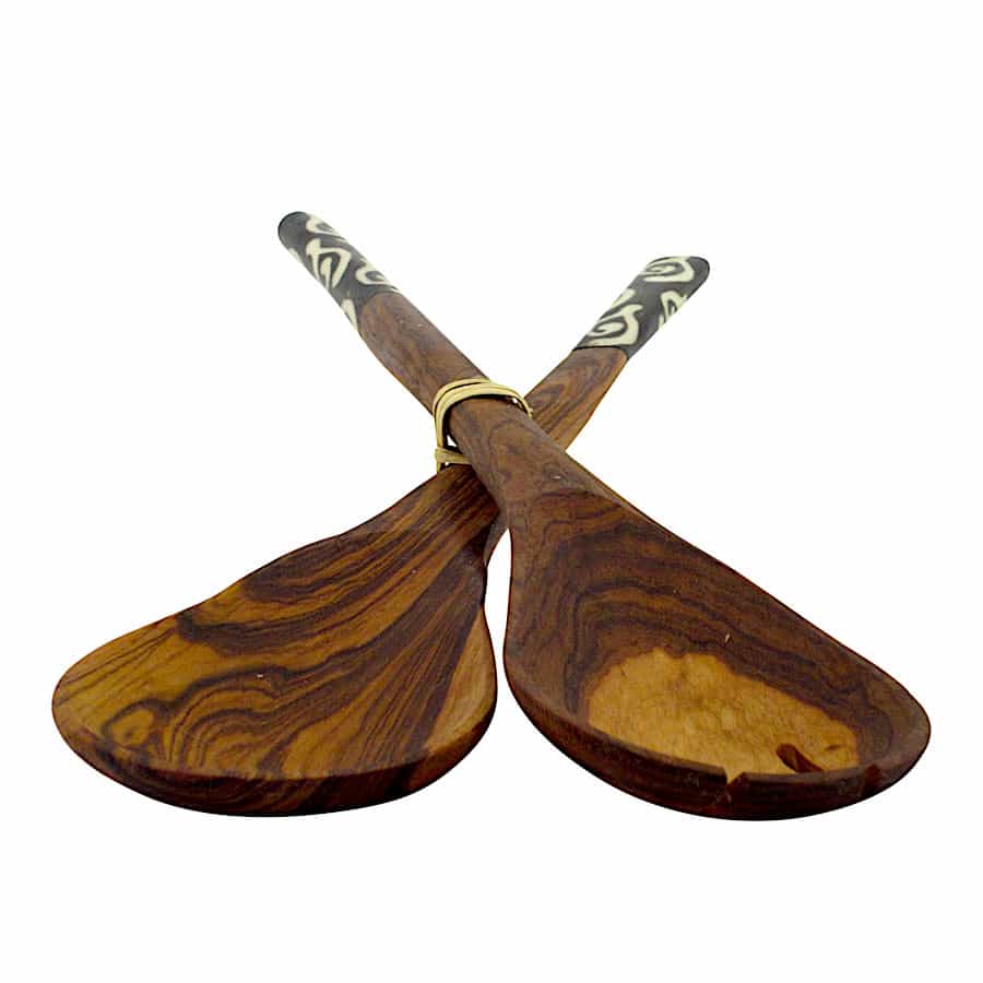 Salatbesteck Afrika - Olivenholz Bone - 32cm Salatbesteck Afrika - Olivenholz Bone - 32cm