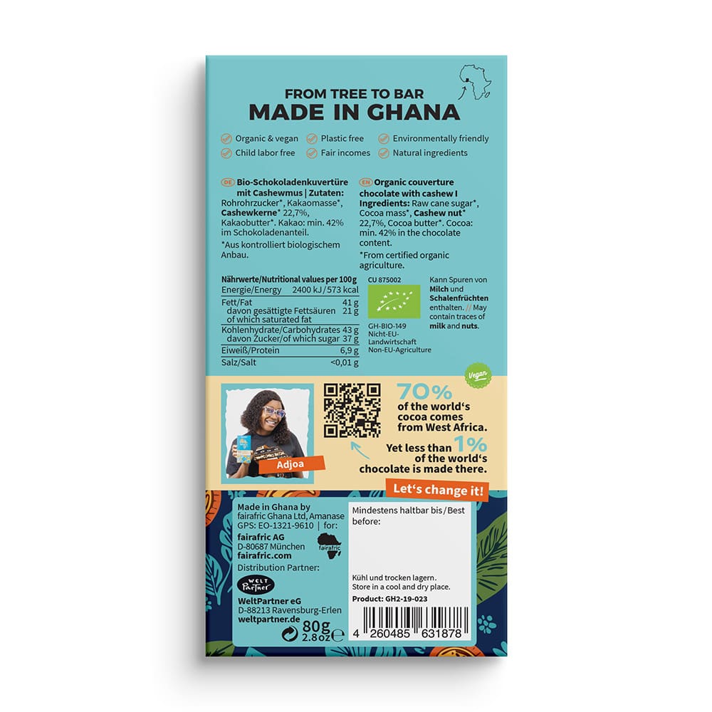 Vegane Schokolade - 42% Creamy Cashew - Ghana Vegane Schokolade - 42% Creamy Cashew - Ghana