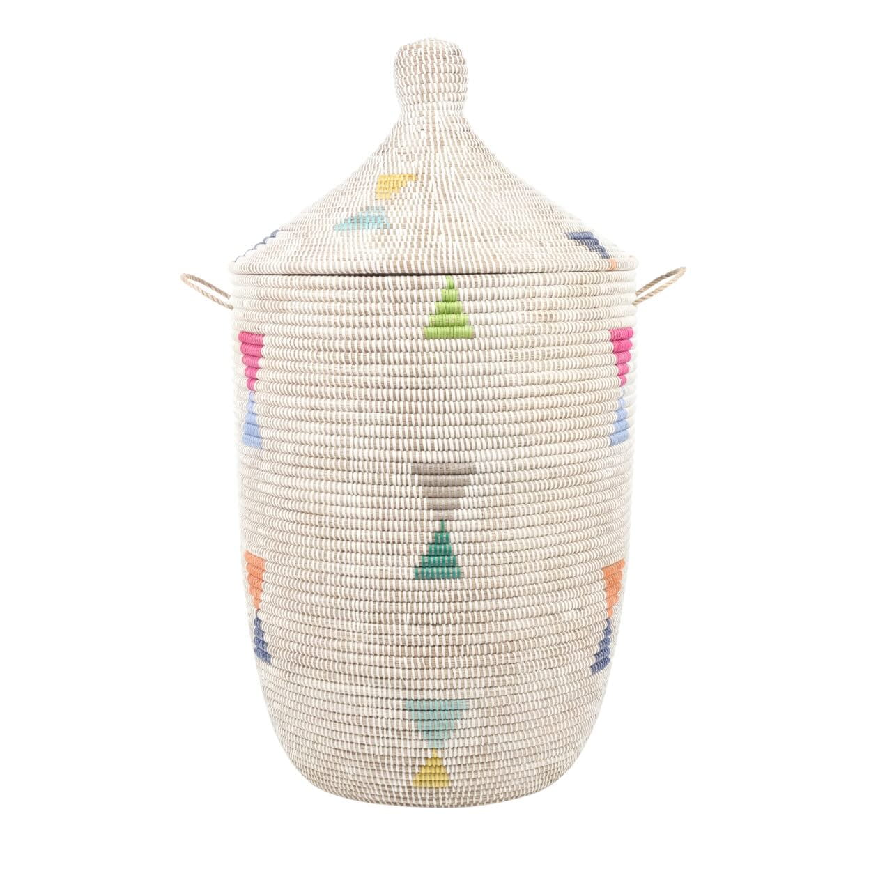 Wäschekorb Senegal S-XXL - Triangles - Weiss