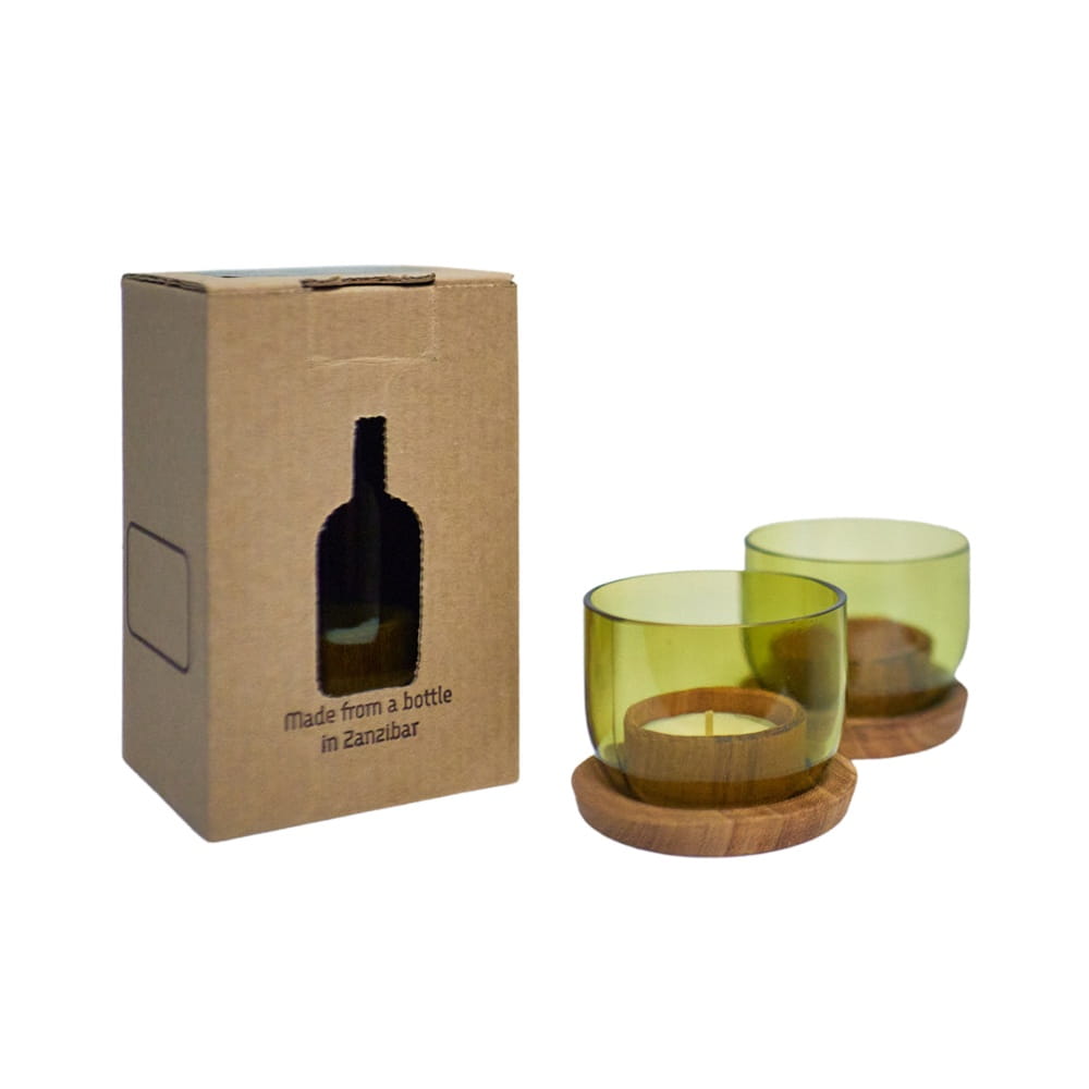 Upcycling Windlicht - Base Grün - 2er-Set Upcycling Windlicht - Base Grün - 2er-Set